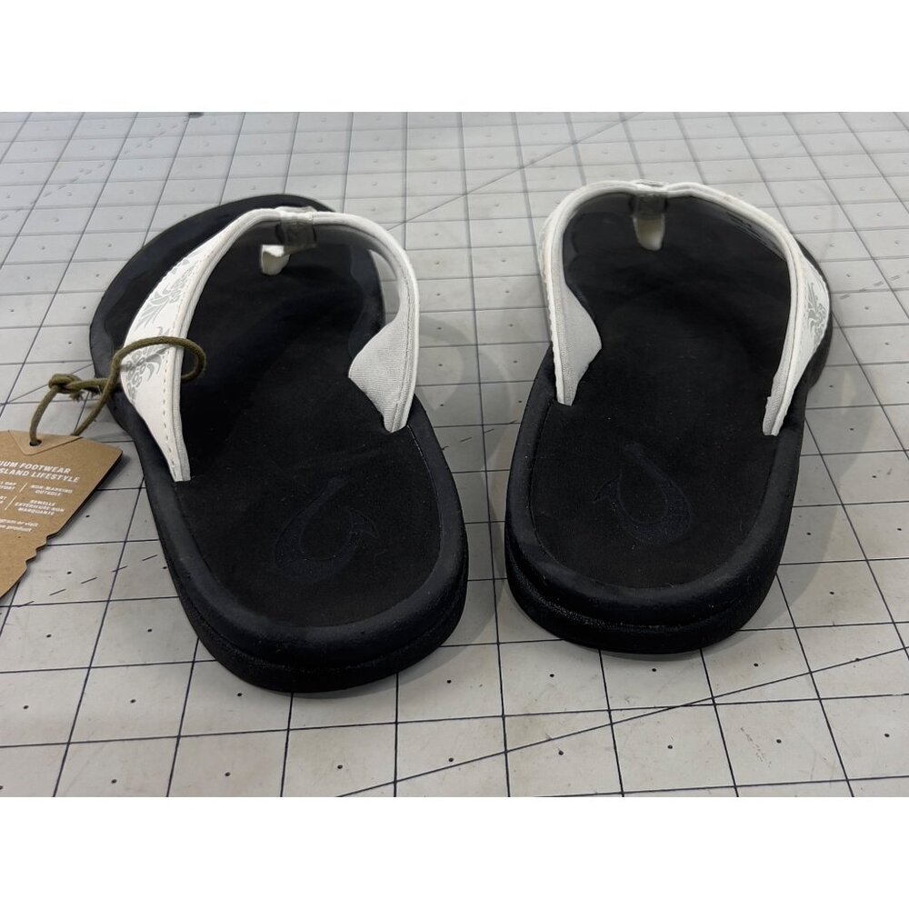 Olukai Women's 'Ohana Sandals Sz. 7 White/Black Flip-Flops New - Picture 6 of 7